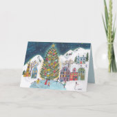 キュートウィンターハウスヴィレッジシーンクリスマス シーズンカード (正面)