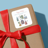 キュートウィンターハウスヴィレッジシーンクリスマス スクエアシール