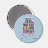 キュートウィンターハウスヴィレッジシーンクリスマス マグネット (正面/裏面)