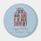 キュートウィンターハウスヴィレッジシーンクリスマス マグネット (正面)