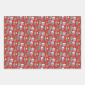 キュートウィンターハウスヴィレッジシーンクリスマス ラッピングペーパーシート (正面2)