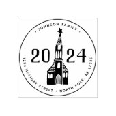 キュートウィンターハウスヴィレッジチャーチクリスマス ラバースタンプ (インプリント)