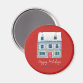 キュートウィンターハウスヴィレッジレッドクリスマス マグネット (正面/裏面)