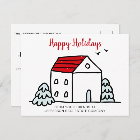 キュートウィンターハウス実在エステート企業のビジネス シーズンポストカード (正面/裏面)