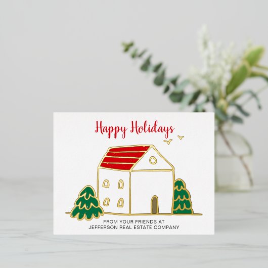 キュートウィンターハウス実在エステート企業のビジネス 箔シーズンポストカード (立ち正面)