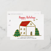 キュートウィンターハウス実在エステート企業のビジネス 箔シーズンポストカード (正面/裏面)