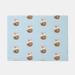 キュートウィンターバードホリデーデザインクリスマス ドアマット