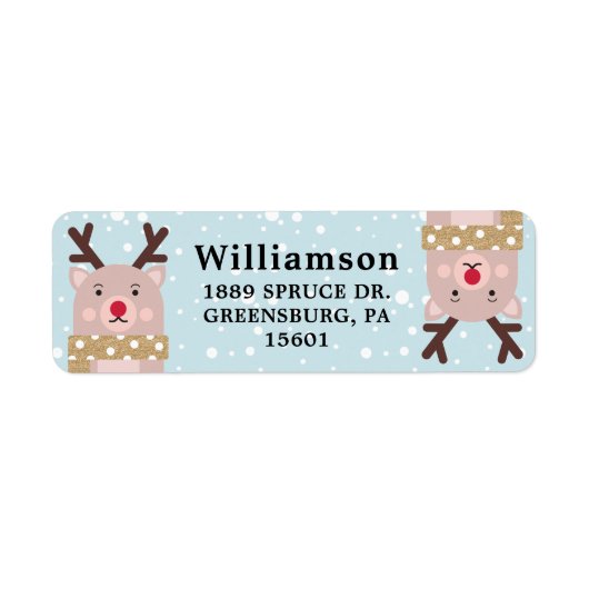 キュートウィンターフォレストトインデアキャラクターイラストレーション ラベル (正面)