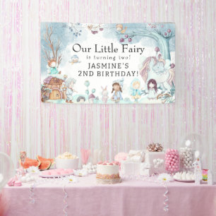 キュートウィンターフォレスト妖精クリスマスガールズ誕生日 横断幕