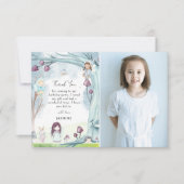 キュートウィンターフォレスト妖精クリスマスガール誕生日 サンキューカード (正面)