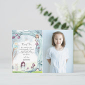 キュートウィンターフォレスト妖精クリスマスガール誕生日 サンキューカード (スタンド正面)