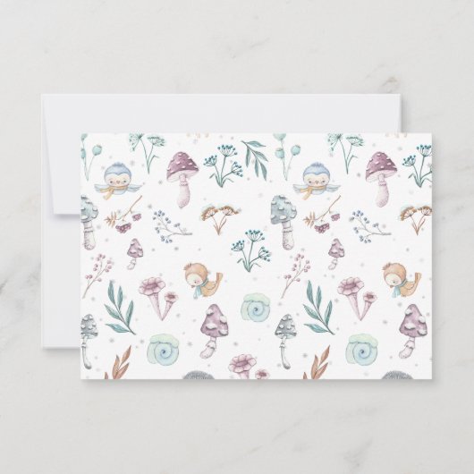 キュートウィンターフォレスト妖精クリスマスガール誕生日 サンキューカード (裏面)