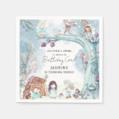 キュートウィンターフォレスト妖精クリスマスガール誕生日 スタンダードカクテルナプキン (正面)