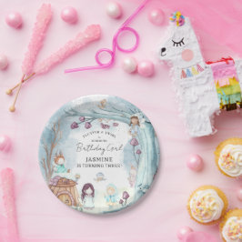 キュートウィンターフォレスト妖精クリスマスガール誕生日 ペーパープレート