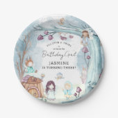 キュートウィンターフォレスト妖精クリスマスガール誕生日 ペーパープレート (正面)