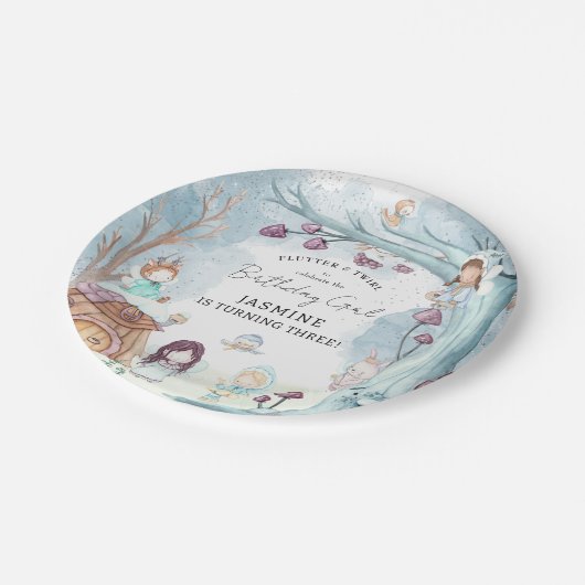 キュートウィンターフォレスト妖精クリスマスガール誕生日 ペーパープレート (アングル)