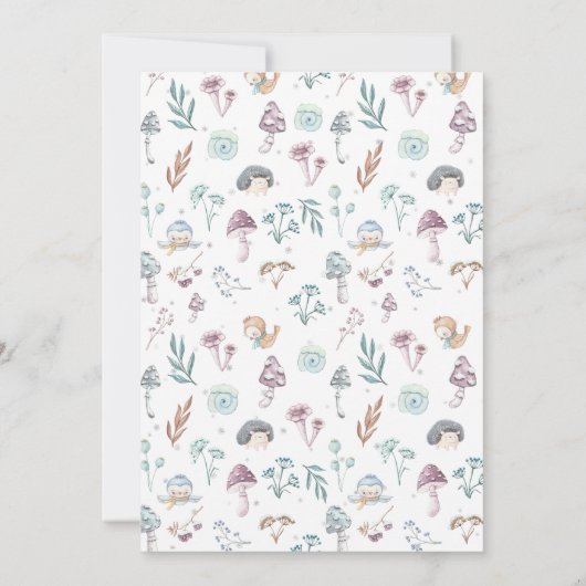 キュートウィンターフォレスト妖精クリスマスガール誕生日 招待状 (裏面)