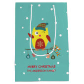 キュートウィンターフクロムクリスマスイラストレーション ミディアムペーパーバッグ (裏面)