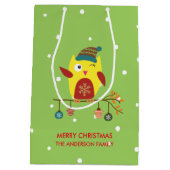 キュートウィンターフクロムクリスマスイラストレーション ミディアムペーパーバッグ (裏面)