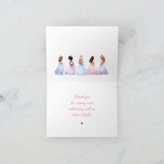 キュートウィンタープリンセス王室の誕生日ガール サンキューカード (内部)