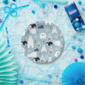 キュートウィンターベア&ペンギンパステルブルーパーティー ペーパープレート (パーティー)