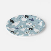 キュートウィンターベア&ペンギンパステルブルーパーティー ペーパープレート (アングル)