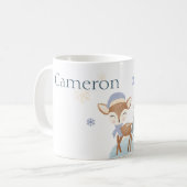 キュートウィンターベビーディアボーイファウン名前をカスタムする コーヒーマグカップ (正面左)