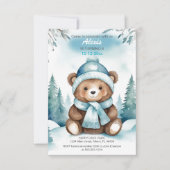 キュートウィンターベビーベア誕生日招待状 招待状 (正面)