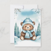 キュートウィンターベビーベア誕生日招待状 招待状 (裏面)