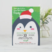 キュートウィンターペンギンクリスマスパーティの招待状 招待状 (スタンド正面)