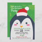 キュートウィンターペンギンクリスマスパーティの招待状 招待状 (正面/裏面)