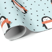 キュートウィンターペンギンクリスマスラッピング紙 ラッピングペーパー (ロールコーナー)