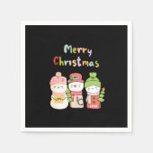 キュートウィンターホリデー雪だるまホープ平和ラブ スタンダードカクテルナプキン (正面)