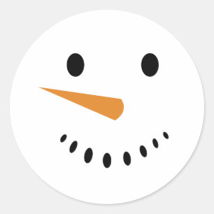 キュートウィンターホリデー雪だるま顔ステッカー ラウンドシール