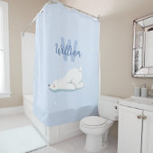 キュートウィンターポーラベア名前をカスタムする子供部屋デコール シャワーカーテン (インサイチュ)