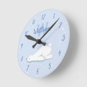 キュートウィンターポーラーベアベビー子供部屋 ラウンド壁時計 (傾斜)