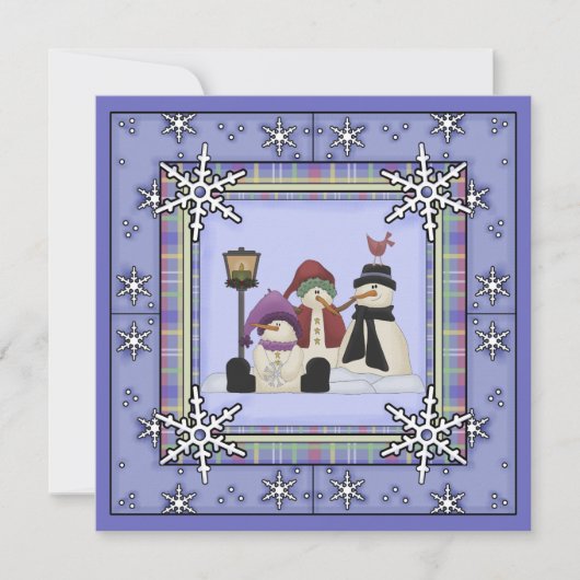 キュートウィンター雪だるま誕生日招待状 招待状 (正面)