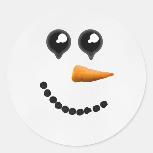 キュートウィンター雪だるま顔 ラウンドシール (正面)