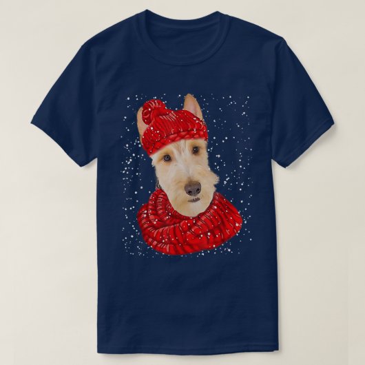 キュートウィートスコットランドテリアドッグクリスマスハットスカーフ Tシャツ (デザイン正面)