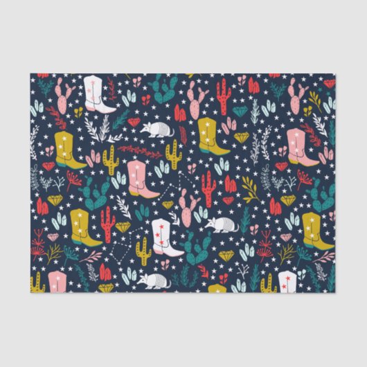 キュートウェスタン女性のカーボーイティッシュペーパー 薄葉紙 (正面)