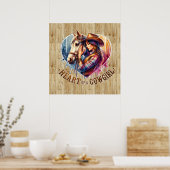 キュートウェスタン女性のカーボーイハート ポスター (キッチン)