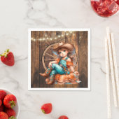 キュートウェスタン女性のカーボーイバースデーパーティー スタンダードカクテルナプキン (インサイチュ)