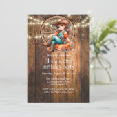 キュートウェスタン女性のカーボーイバースデーパーティー 招待状 (スタンド正面)