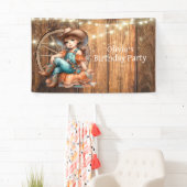 キュートウェスタン女性のカーボーイバースデーパーティー 横断幕 (インサイチュ)