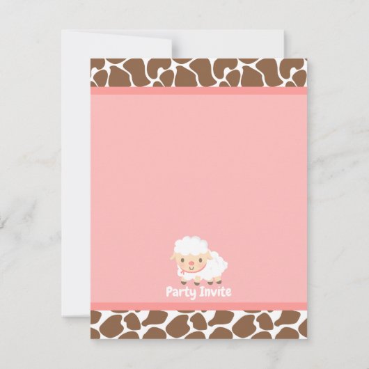 キュートウェスタン女性のカーボーイファーム子供の誕生日パーティーインヴィ 招待状 (裏面)