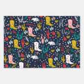 キュートウェスタン女性のカーボーイラッピング紙 ラッピングペーパーシート (正面3)