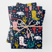 キュートウェスタン女性のカーボーイラッピング紙 ラッピングペーパーシート (インサイチュ)