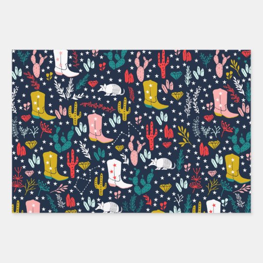 キュートウェスタン女性のカーボーイラッピング紙 ラッピングペーパーシート (正面)