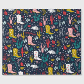 キュートウェスタン女性のカーボーイラッピング紙 ラッピングペーパー (フラット)