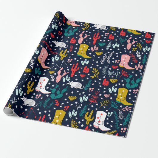 キュートウェスタン女性のカーボーイラッピング紙 ラッピングペーパー (アンロールド)